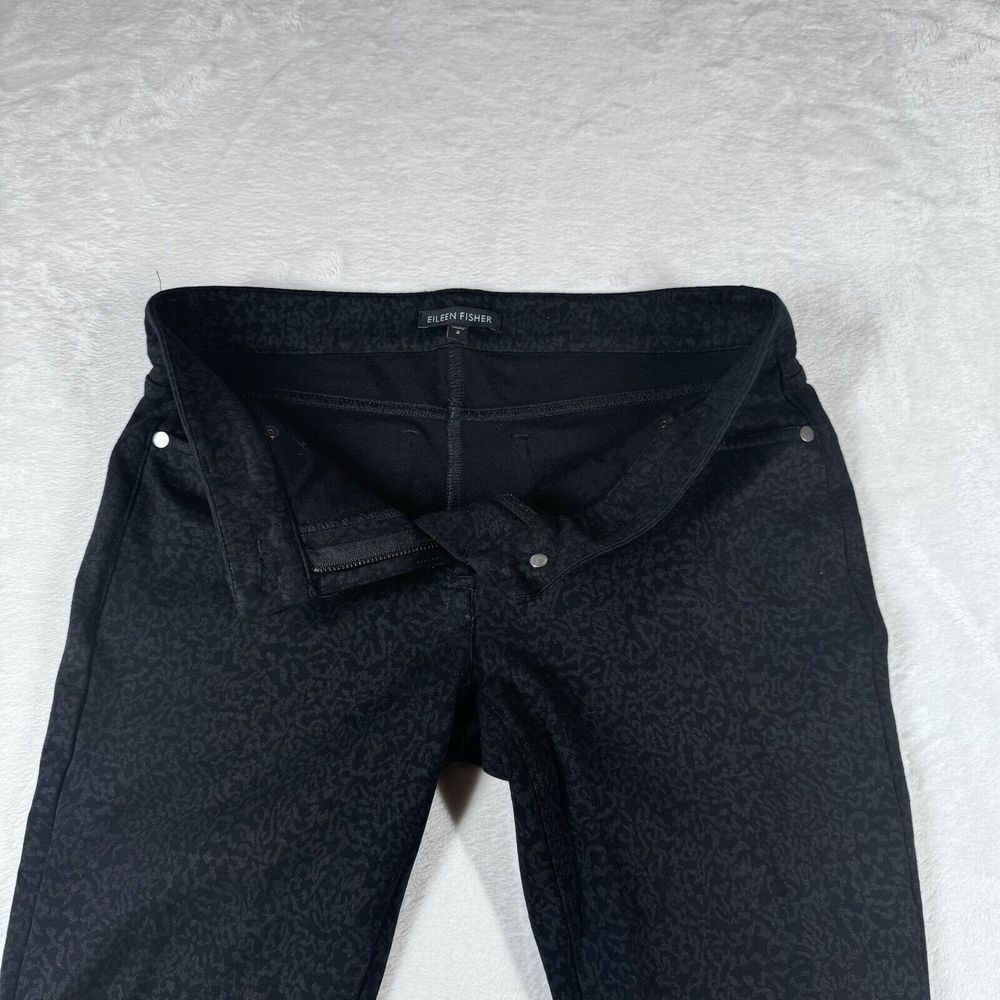 Eileen Fisher Black & Gray Damask Ponte‎ Knit Slim Skinny Pants 2 - Picture 4 of 11